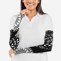 Black Tongan Ngatu Fonulei Pattern Arm Sleeves - Polynesian Pride