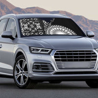 Black Tongan Ngatu Fonulei Pattern Auto Sun Shade - Polynesian Pride