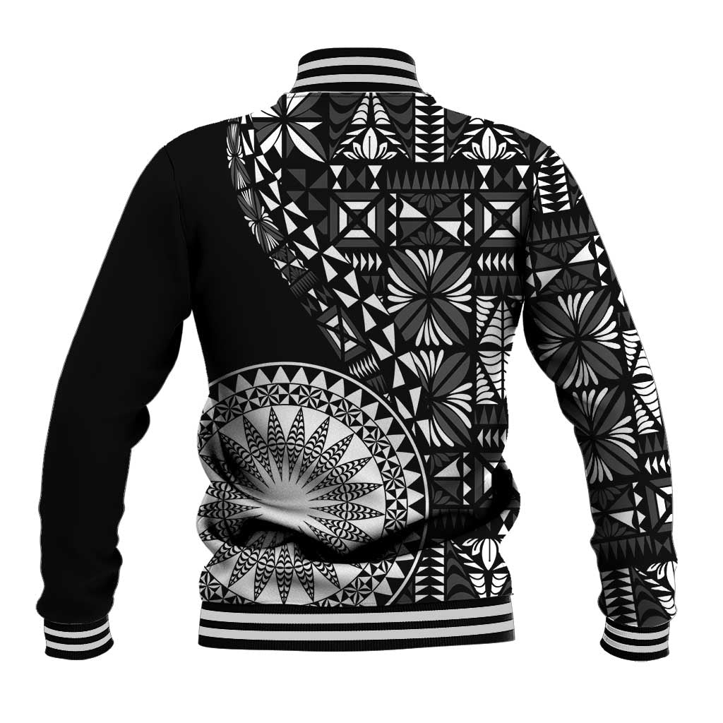 Black Tongan Ngatu Fonulei Pattern Baseball Jacket