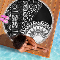 Black Tongan Ngatu Fonulei Pattern Beach Blanket