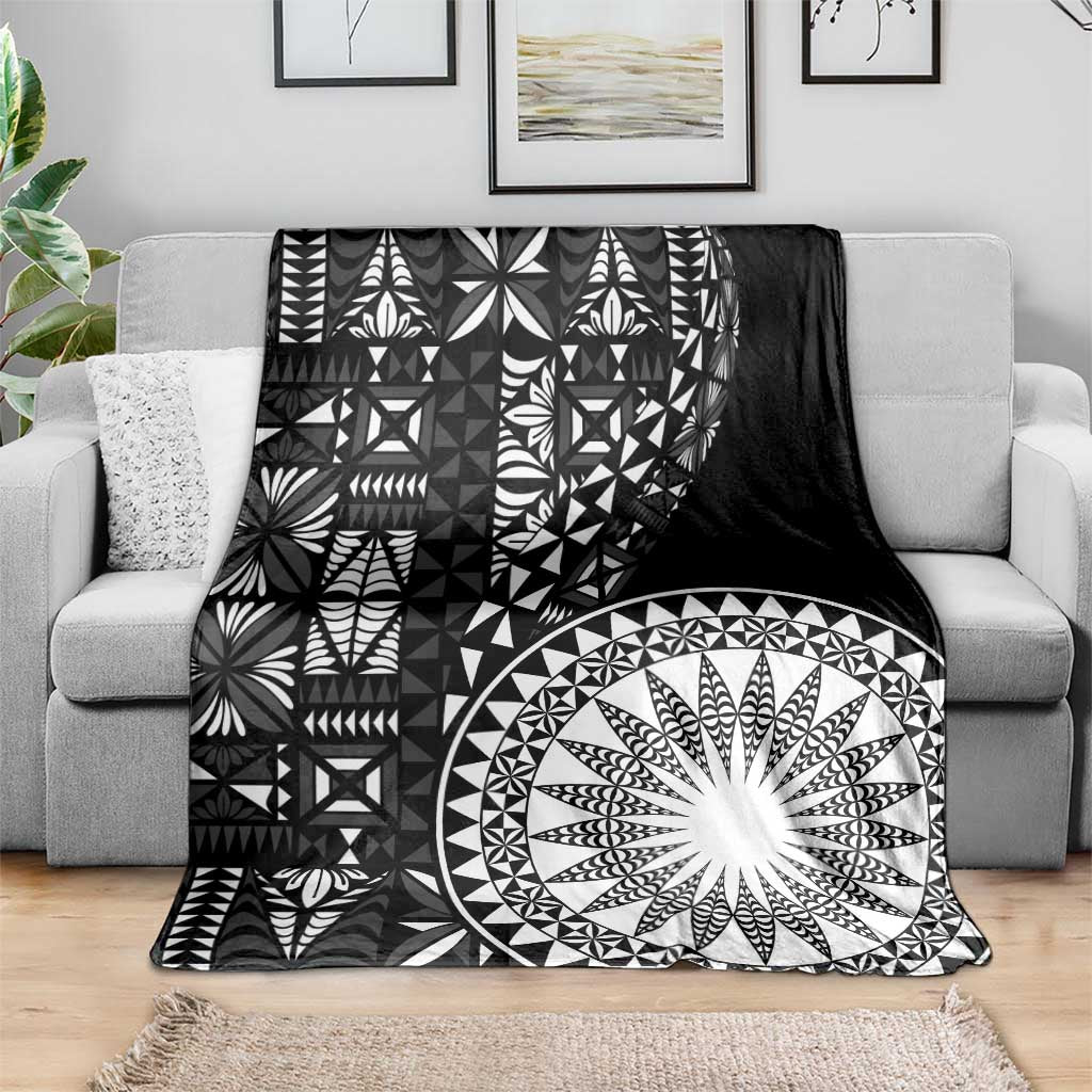 Black Tongan Ngatu Fonulei Pattern Blanket