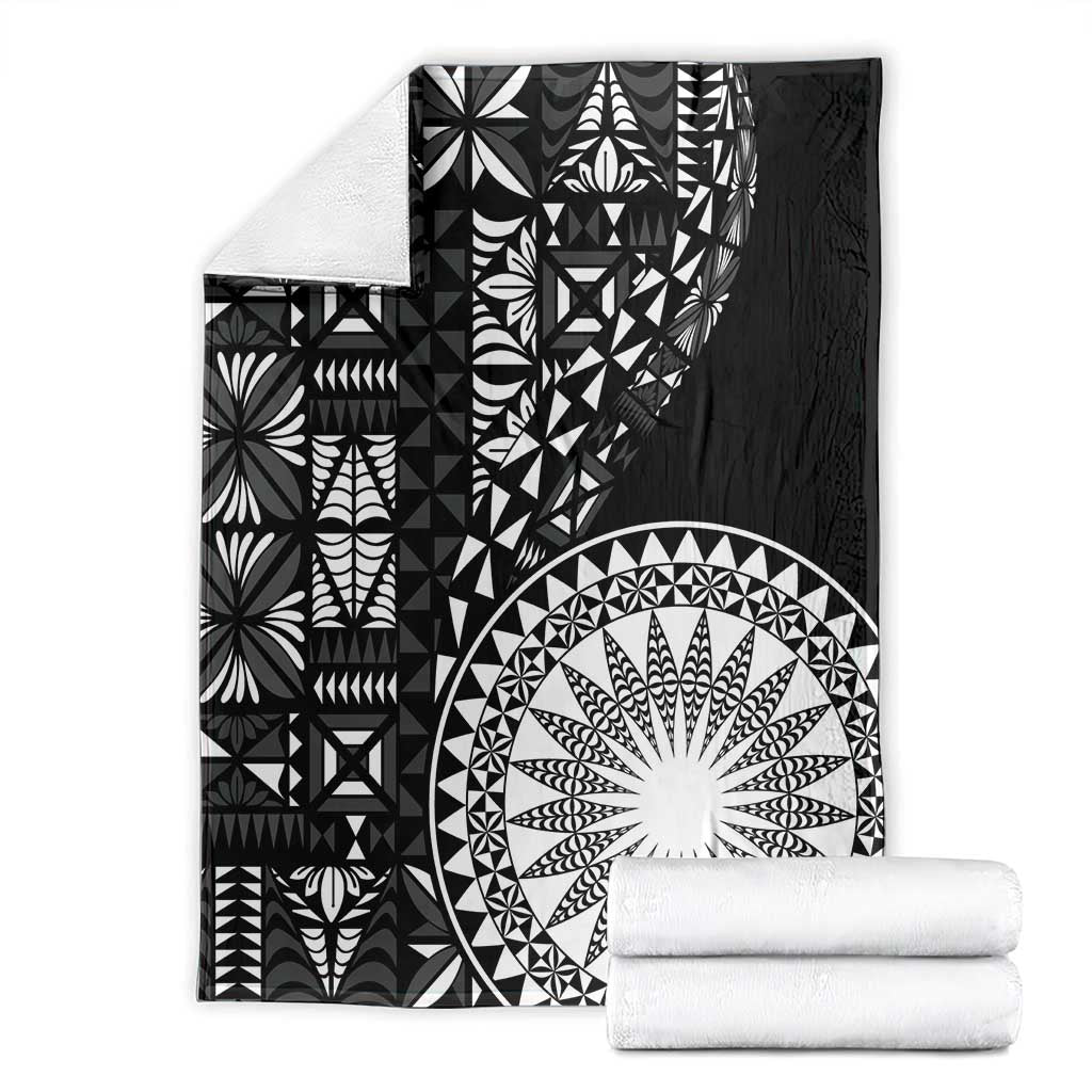 Black Tongan Ngatu Fonulei Pattern Blanket