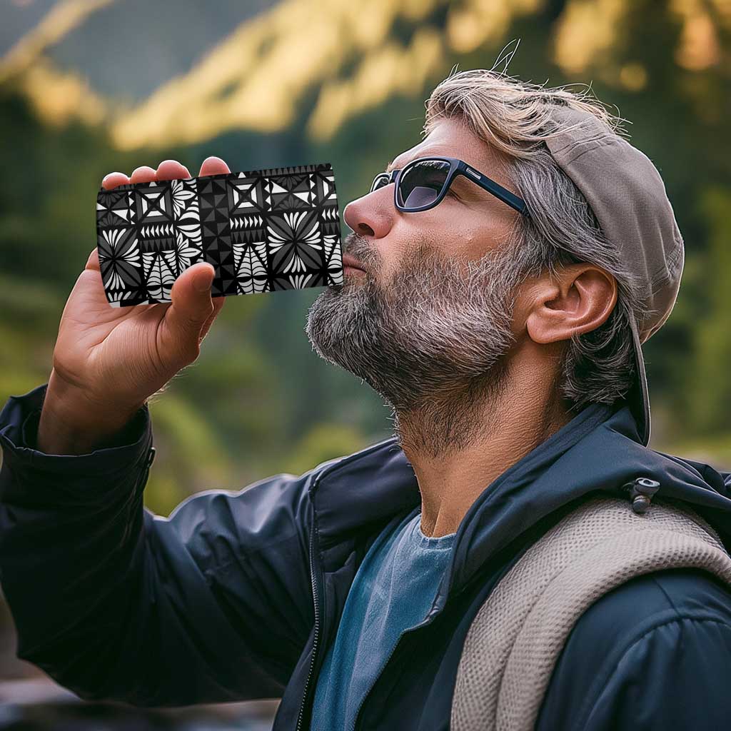 Black Tongan Ngatu Fonulei Pattern 4 in 1 Can Cooler Tumbler