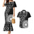 Black Tongan Ngatu Fonulei Pattern Couples Matching Mermaid Dress and Hawaiian Shirt