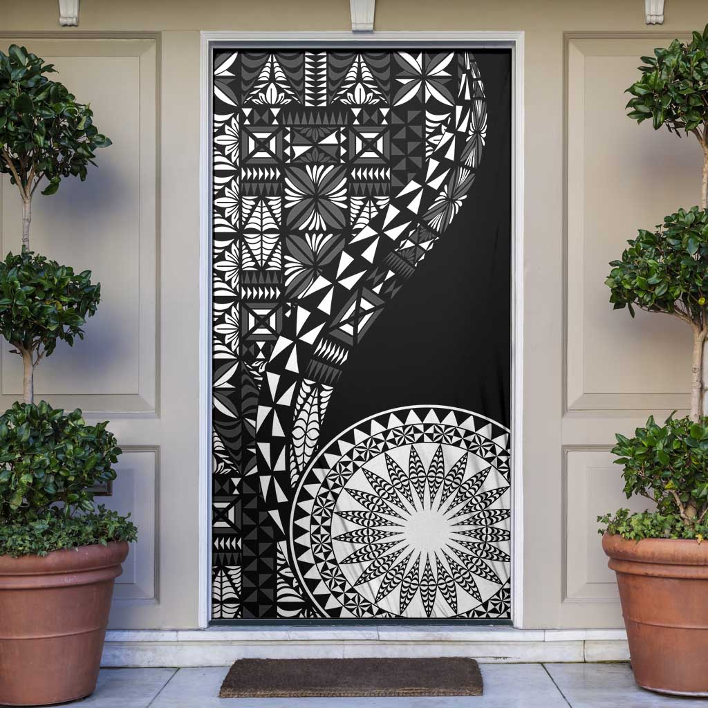 Black Tongan Ngatu Fonulei Pattern Door Cover - Polynesian Pride