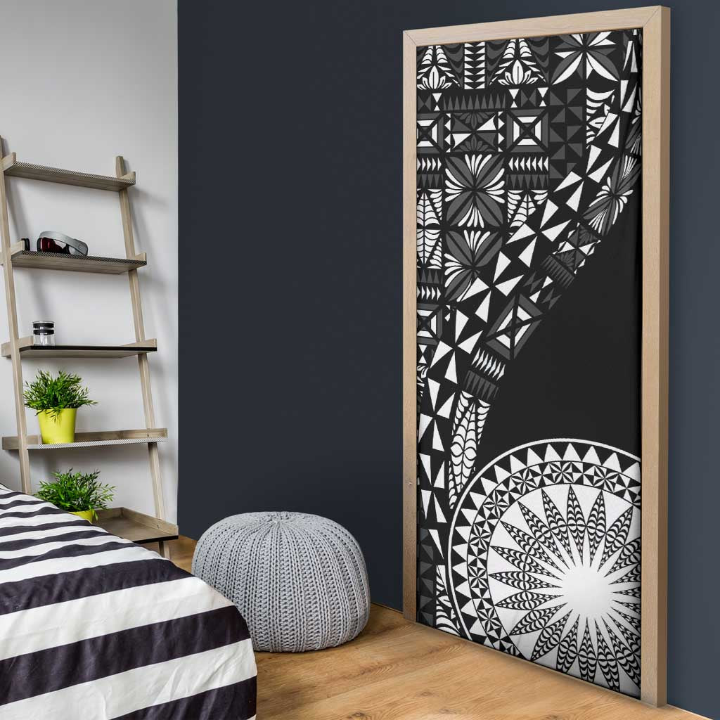 Black Tongan Ngatu Fonulei Pattern Door Cover - Polynesian Pride
