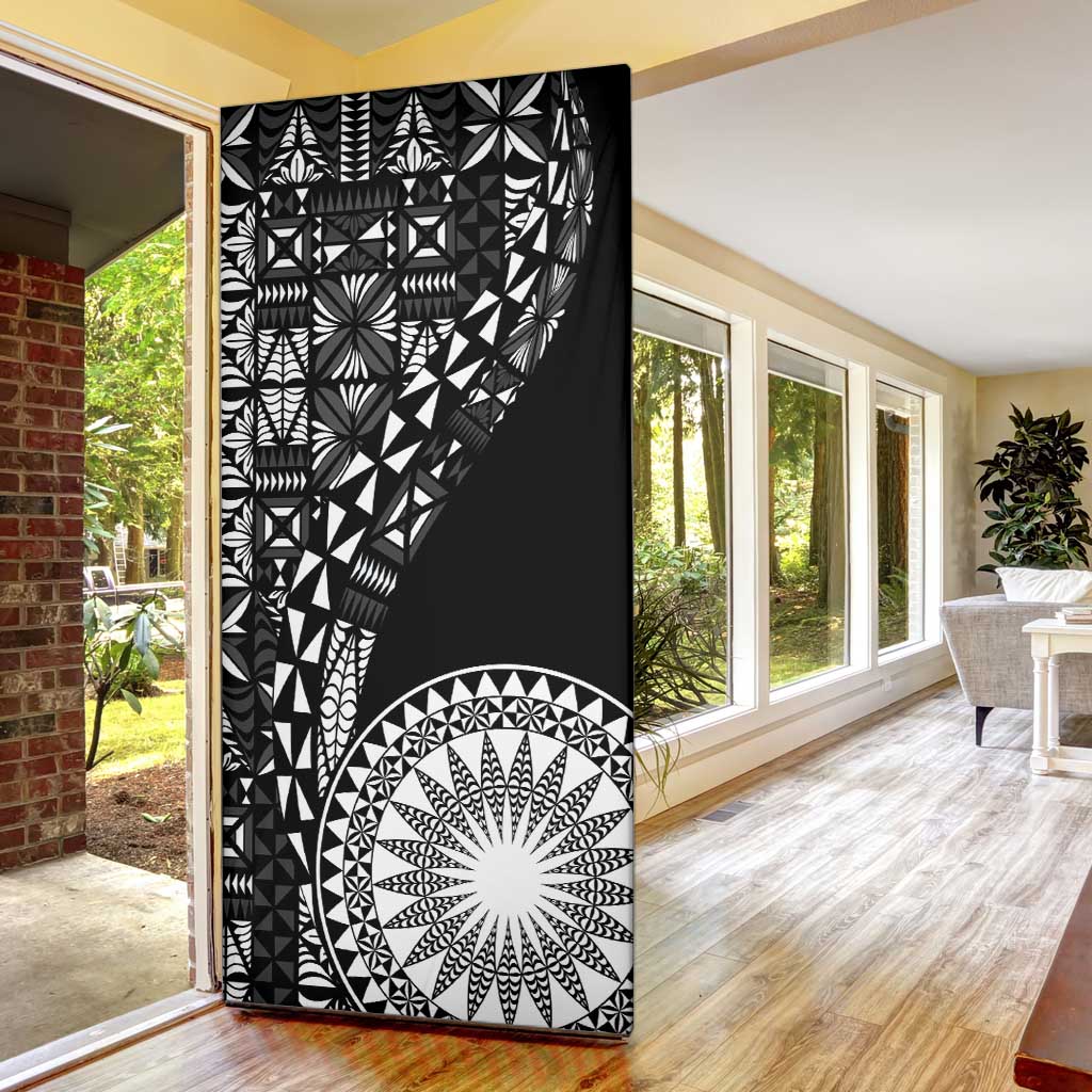 Black Tongan Ngatu Fonulei Pattern Door Cover - Polynesian Pride
