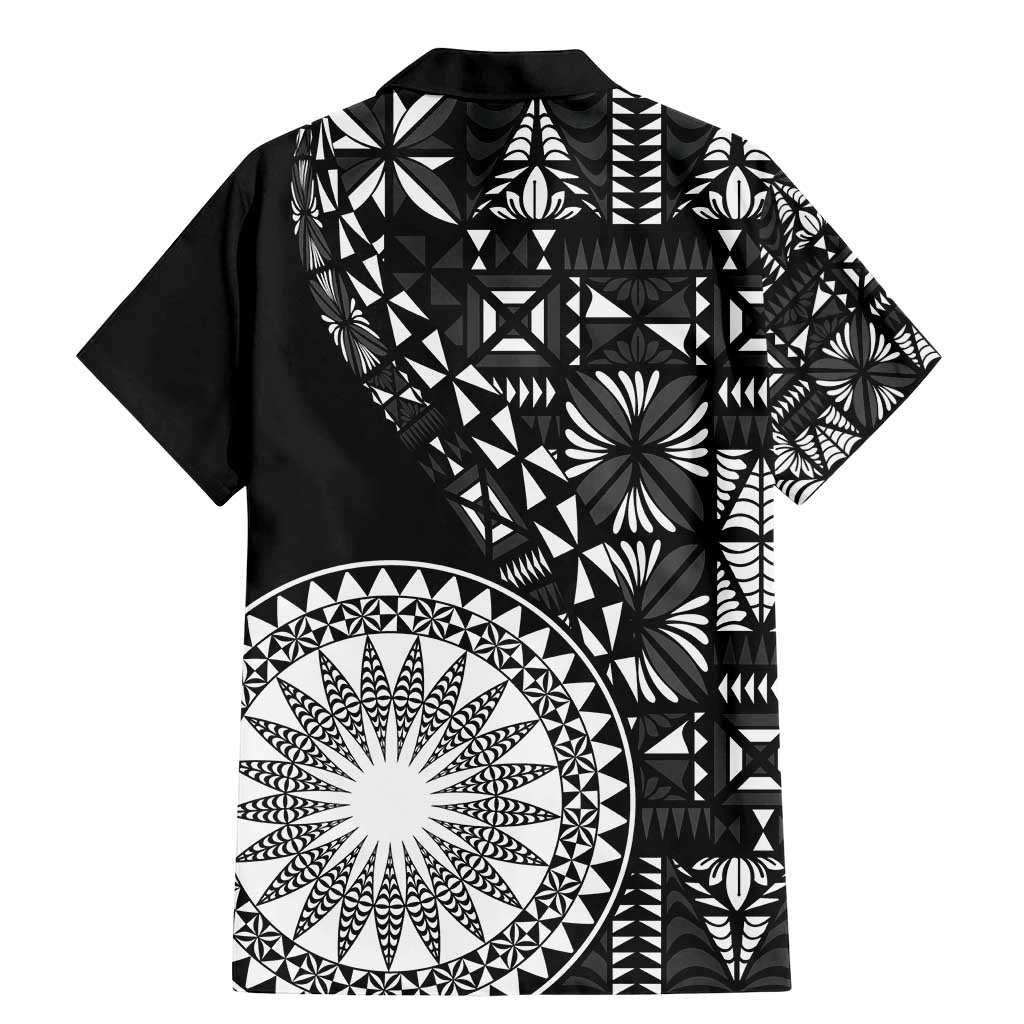 Black Tongan Ngatu Fonulei Pattern Family Matching Mermaid Dress and Hawaiian Shirt