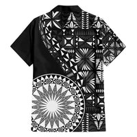 Black Tongan Ngatu Fonulei Pattern Family Matching Short Sleeve Bodycon Dress and Hawaiian Shirt