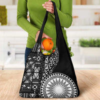 Black Tongan Ngatu Fonulei Pattern Grocery Bag
