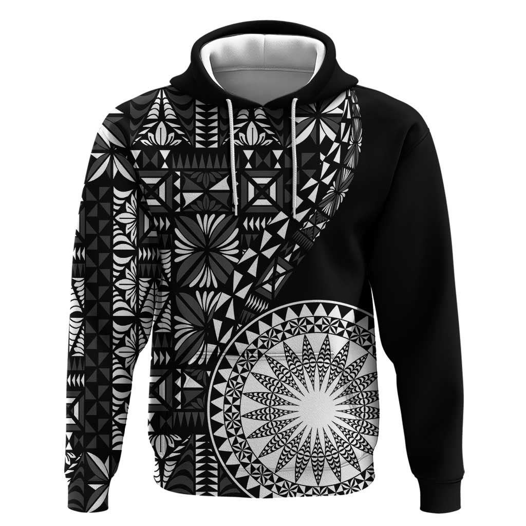 Black Tongan Ngatu Fonulei Pattern Hoodie