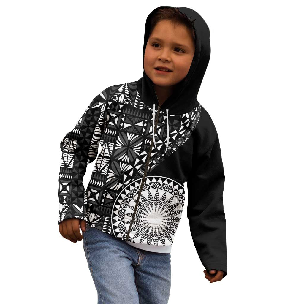 Black Tongan Ngatu Fonulei Pattern Kid Hoodie