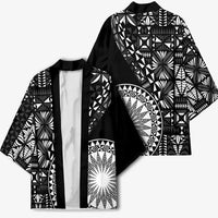Black Tongan Ngatu Fonulei Pattern Kimono - Polynesian Pride