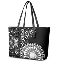 Black Tongan Ngatu Fonulei Pattern Leather Tote Bag