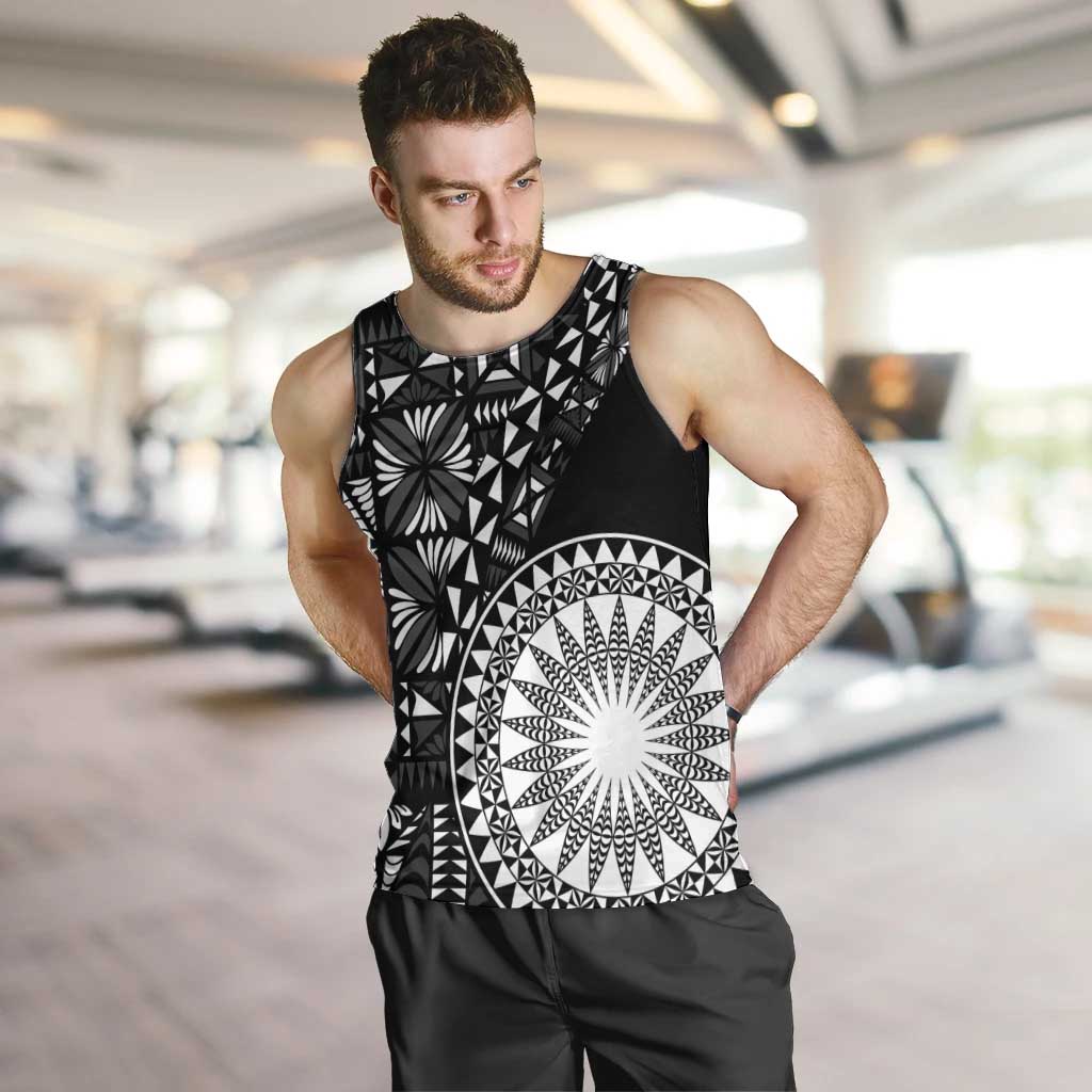 Black Tongan Ngatu Fonulei Pattern Men Tank Top