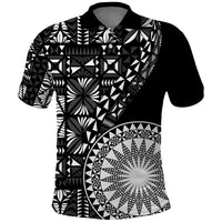 Black Tongan Ngatu Fonulei Pattern Polo Shirt LT9 Black - Polynesian Pride