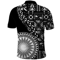 Black Tongan Ngatu Fonulei Pattern Polo Shirt LT9 - Polynesian Pride