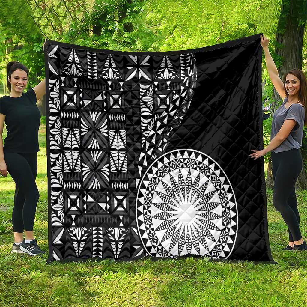 Black Tongan Ngatu Fonulei Pattern Quilt