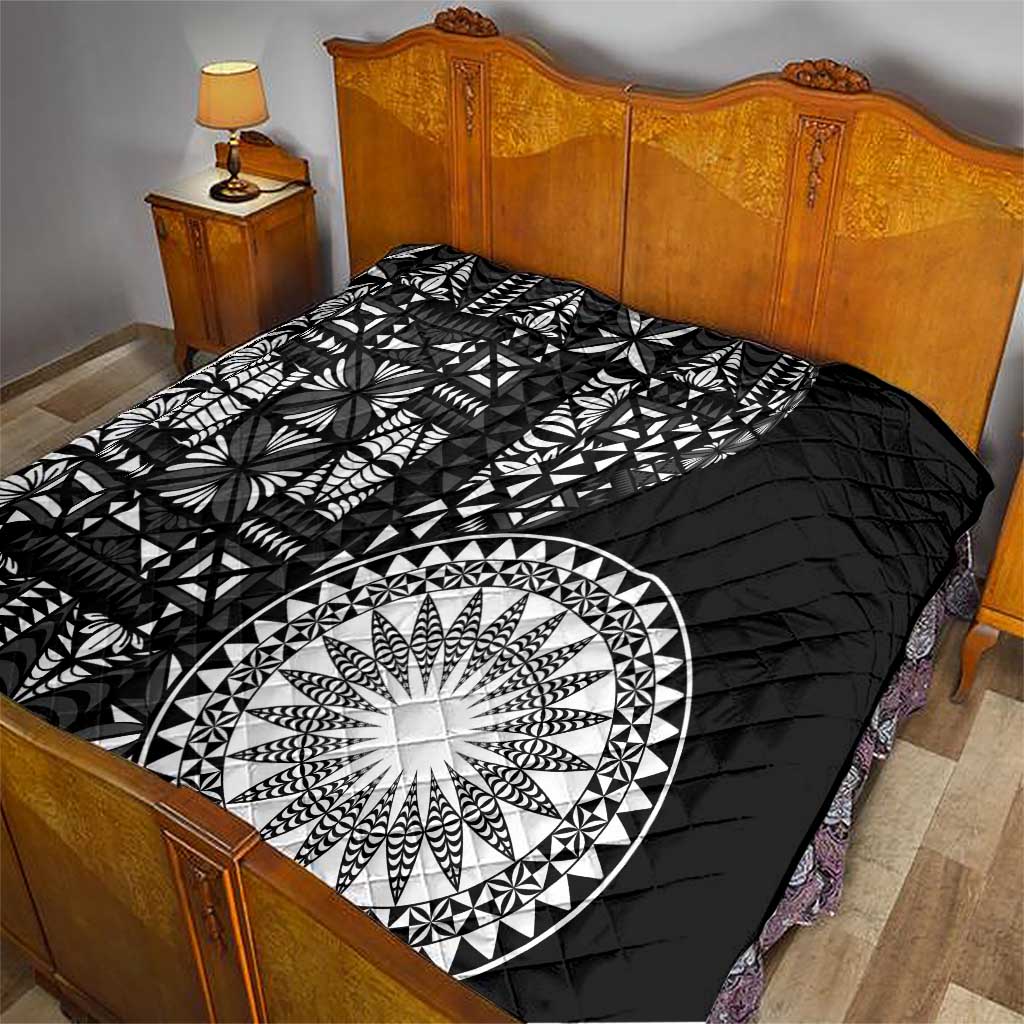 Black Tongan Ngatu Fonulei Pattern Quilt