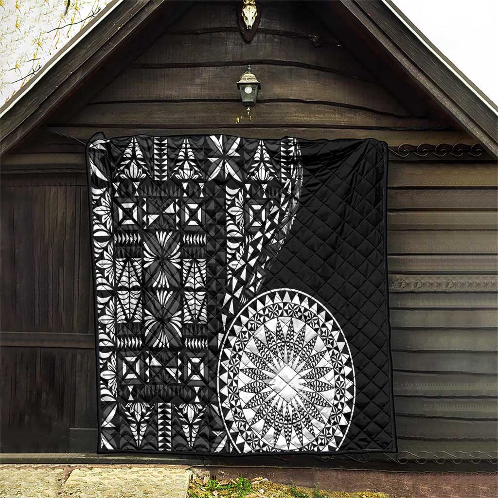 Black Tongan Ngatu Fonulei Pattern Quilt