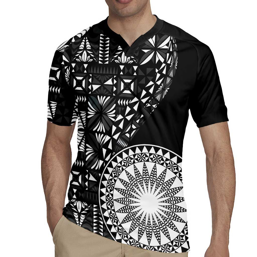 Black Tongan Ngatu Fonulei Pattern Rugby Jersey