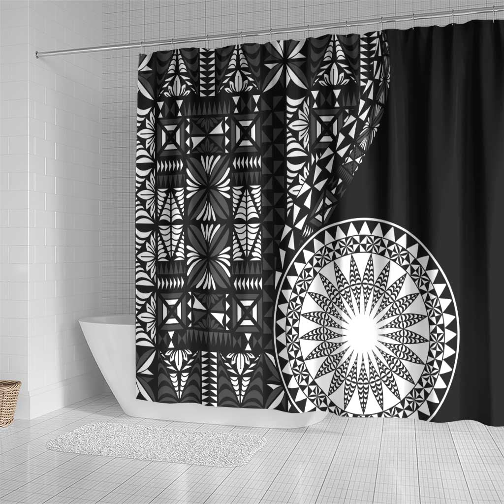 Black Tongan Ngatu Fonulei Pattern Shower Curtain