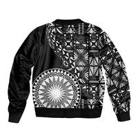 Black Tongan Ngatu Fonulei Pattern Sleeve Zip Bomber Jacket