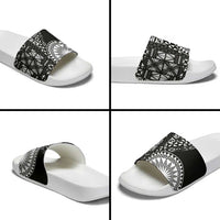 Black Tongan Ngatu Fonulei Pattern Slide Sandals LT9 - Polynesian Pride