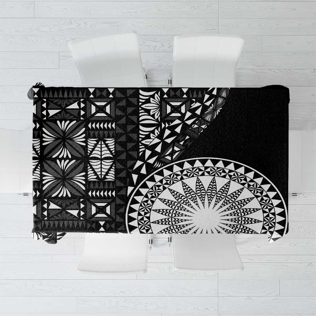 Black Tongan Ngatu Fonulei Pattern Tablecloth
