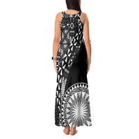 Black Tongan Ngatu Fonulei Pattern Tank Maxi Dress