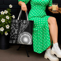 Black Tongan Ngatu Fonulei Pattern Tote Bag - Polynesian Pride