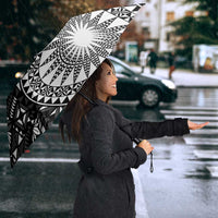 Black Tongan Ngatu Fonulei Pattern Umbrella - Polynesian Pride