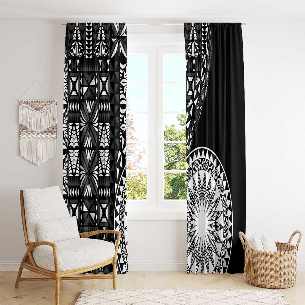 Black Tongan Ngatu Fonulei Pattern Window Curtain