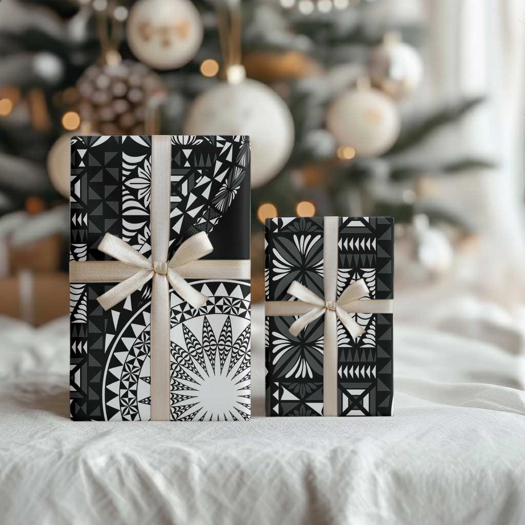 Black Tongan Ngatu Fonulei Pattern Wrapping Paper - Polynesian Pride