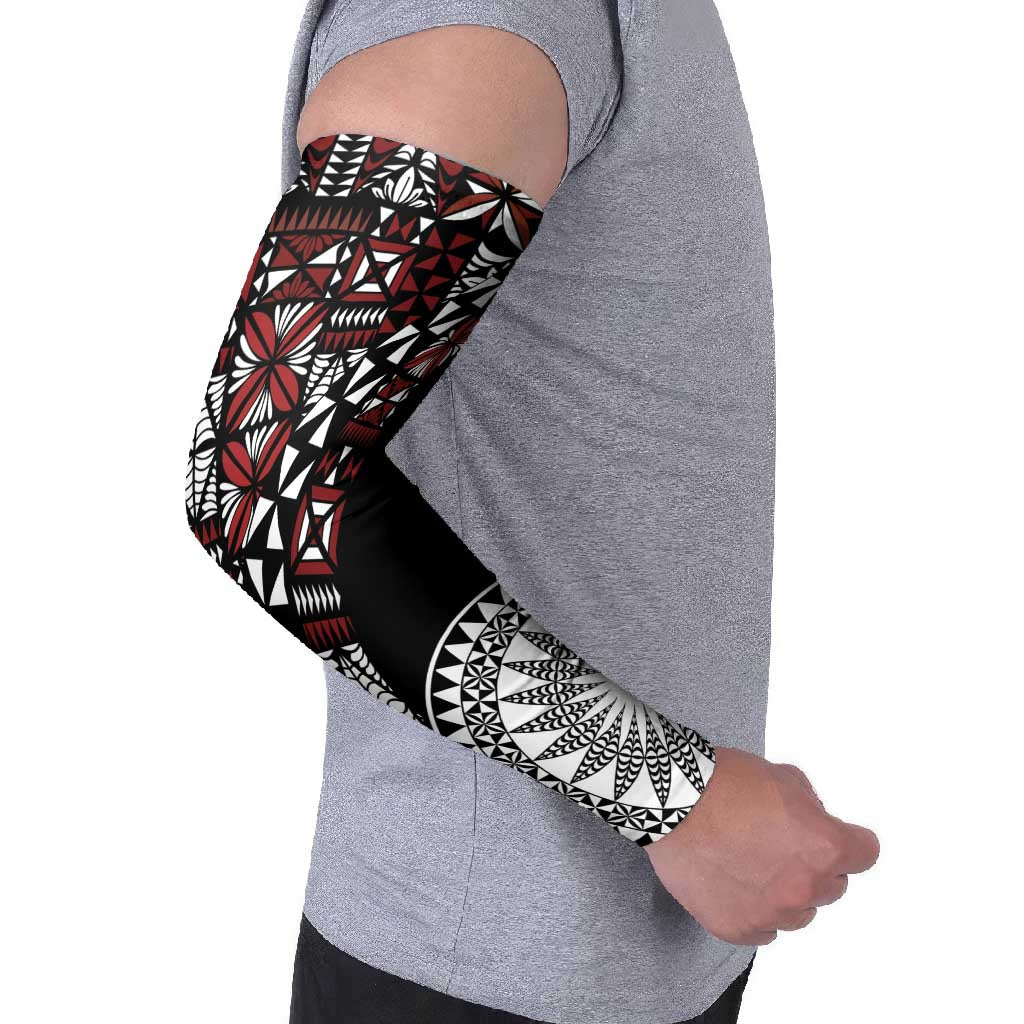 Red Tongan Ngatu Fonulei Pattern Arm Sleeves - Polynesian Pride