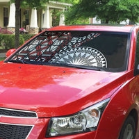 Red Tongan Ngatu Fonulei Pattern Auto Sun Shade - Polynesian Pride