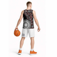 Red Tongan Ngatu Fonulei Pattern Basketball Jersey - Polynesian Pride