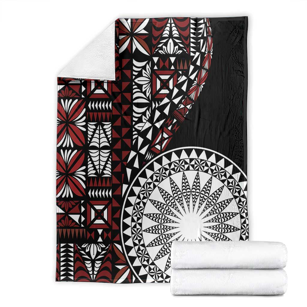 Red Tongan Ngatu Fonulei Pattern Blanket