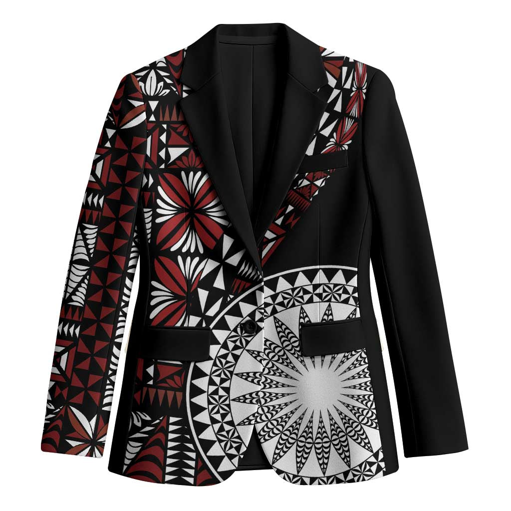 Red Tongan Ngatu Fonulei Pattern Blazer LT9 Unisex Red - Polynesian Pride