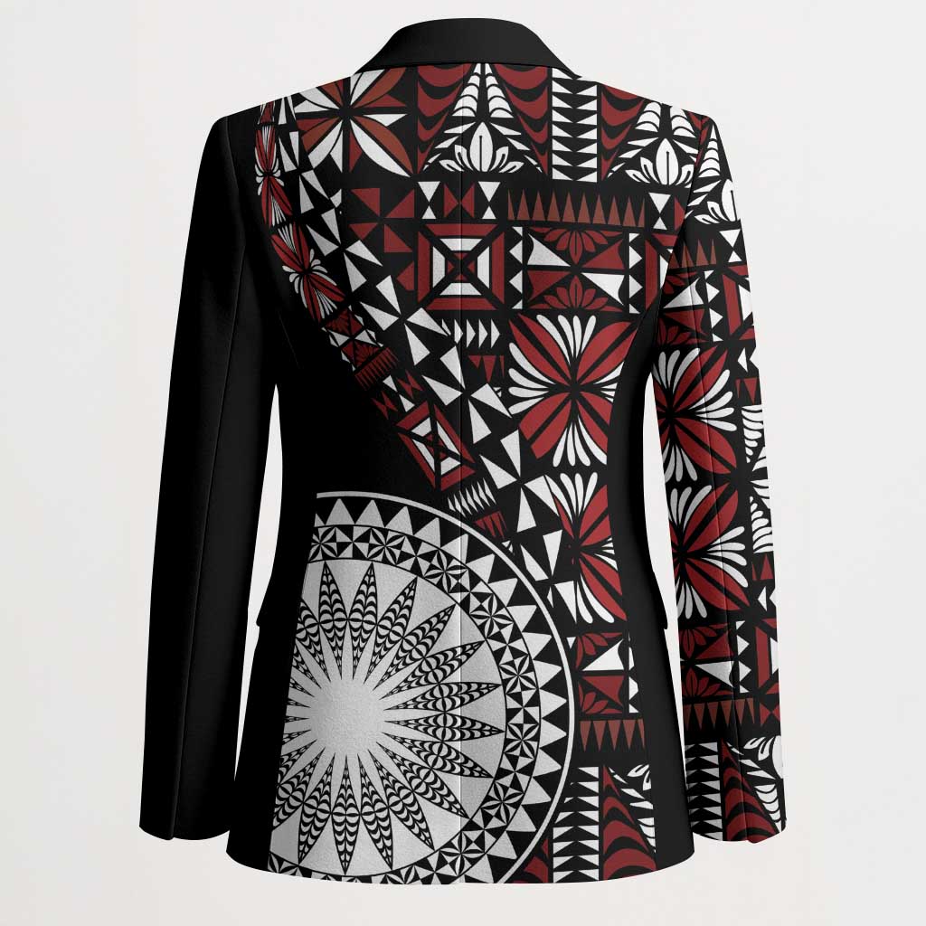 Red Tongan Ngatu Fonulei Pattern Blazer LT9 - Polynesian Pride