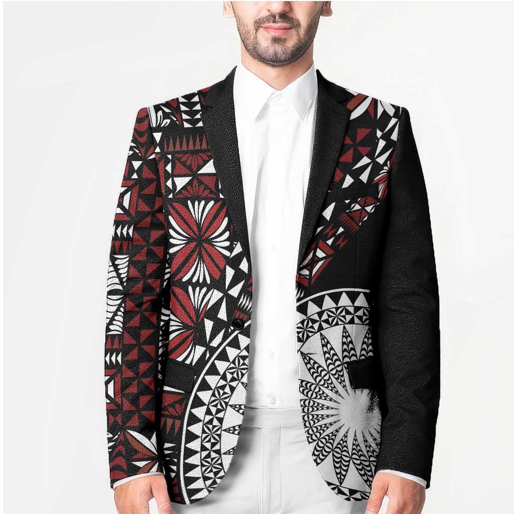 Red Tongan Ngatu Fonulei Pattern Blazer LT9 - Polynesian Pride