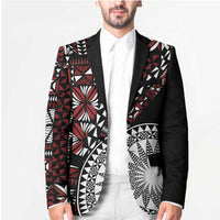 Red Tongan Ngatu Fonulei Pattern Blazer LT9 - Polynesian Pride