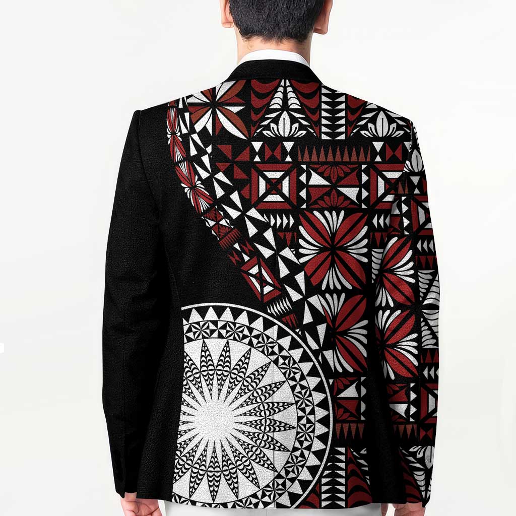 Red Tongan Ngatu Fonulei Pattern Blazer LT9 - Polynesian Pride