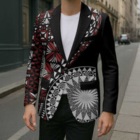 Red Tongan Ngatu Fonulei Pattern Blazer LT9 - Polynesian Pride