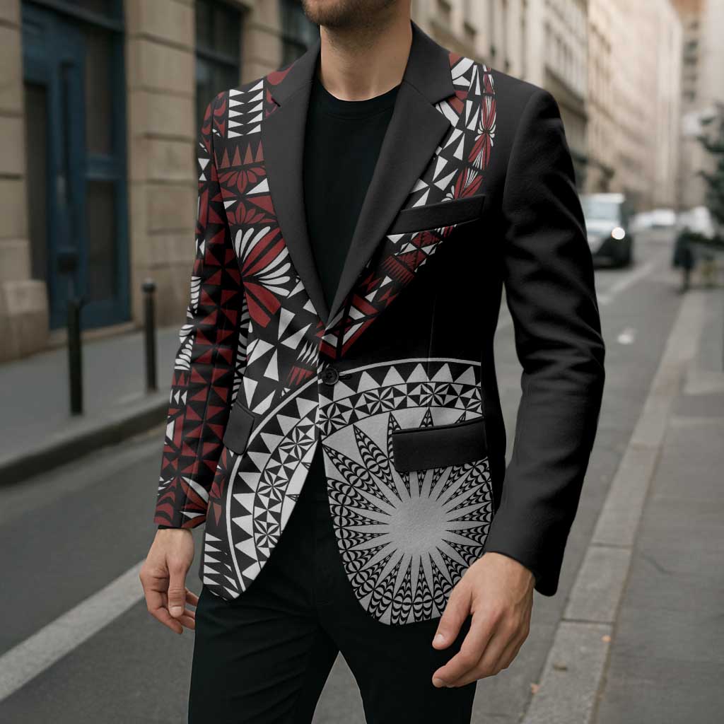 Red Tongan Ngatu Fonulei Pattern Blazer LT9 - Polynesian Pride