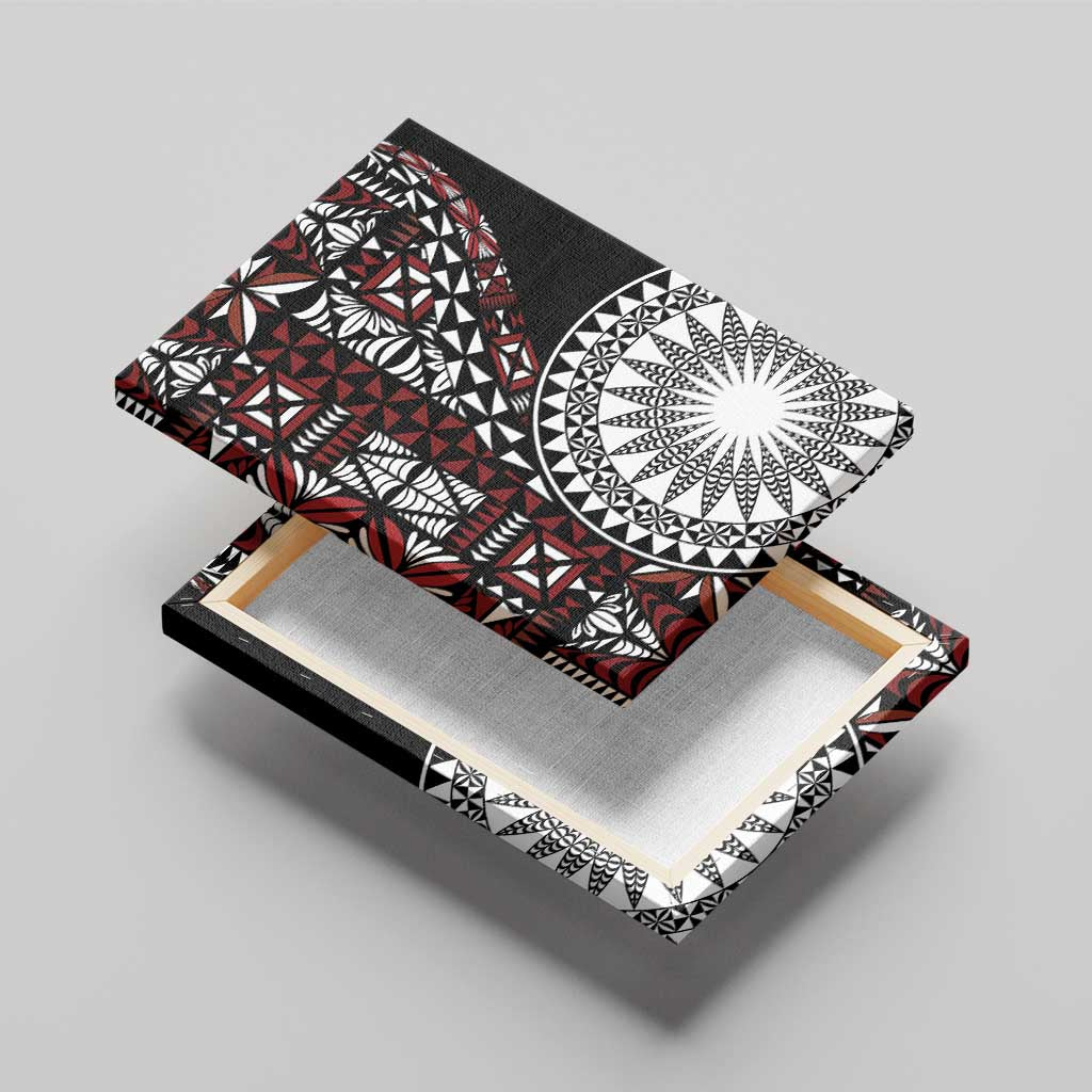 Red Tongan Ngatu Fonulei Pattern Canvas Wall Art