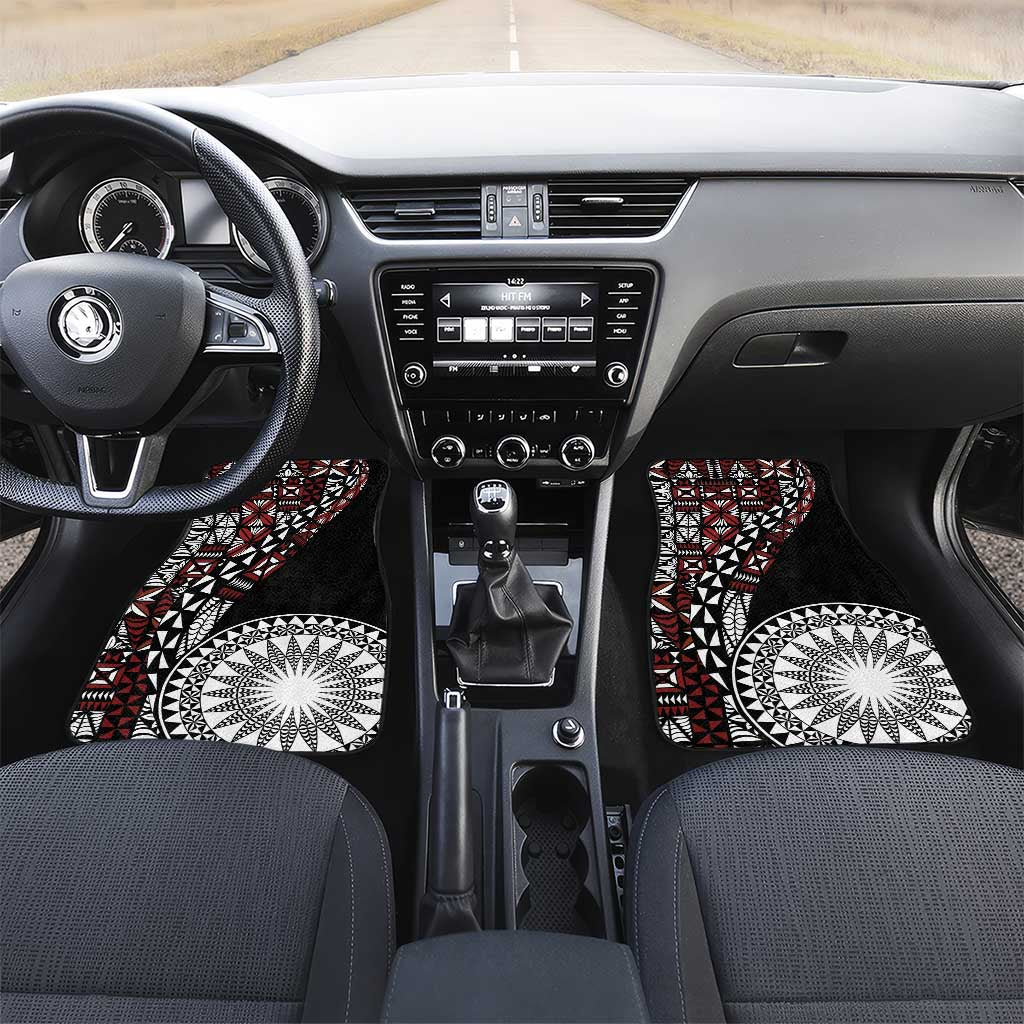 Red Tongan Ngatu Fonulei Pattern Car Mats LT9 Set 2pcs - Front Red - Polynesian Pride