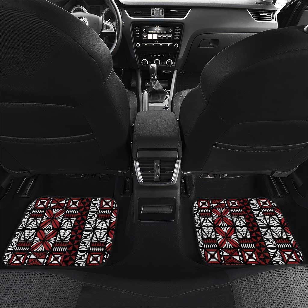 Red Tongan Ngatu Fonulei Pattern Car Mats LT9 Set 2pcs - Back Red - Polynesian Pride