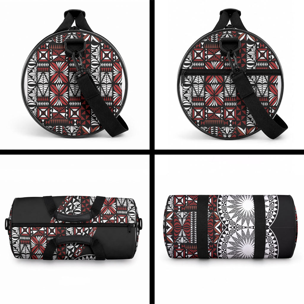 Red Tongan Ngatu Fonulei Pattern Duffle Bag LT9 - Polynesian Pride