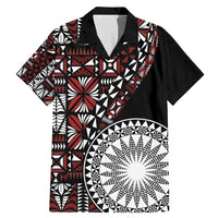 Red Tongan Ngatu Fonulei Pattern Family Matching Mermaid Dress and Hawaiian Shirt